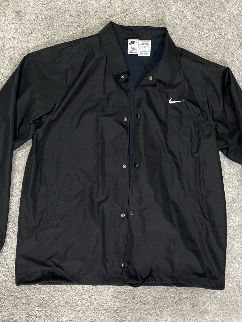 Nike Black Windbreaker Coaches Jacket with White Swoosh